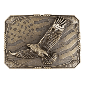 Boucle de ceinture cowboy aigle et drapeau américain