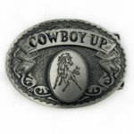 Boucle de ceinture cowboy argentée Cowboy Up (2)