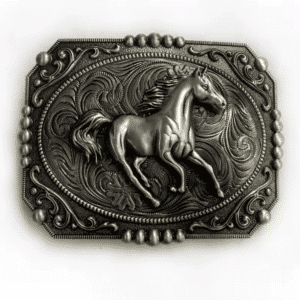Boucle de ceinture cowboy cheval au trot