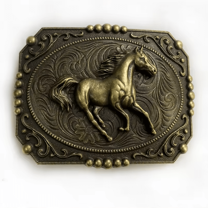 Boucle de ceinture cowboy cheval au trot (2)