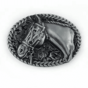 Boucle de ceinture cowboy cheval bridé