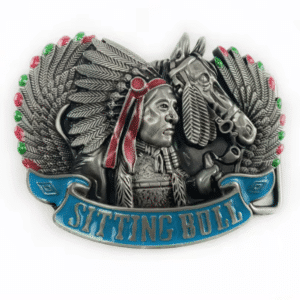 Boucle de ceinture cowboy cheval et indien