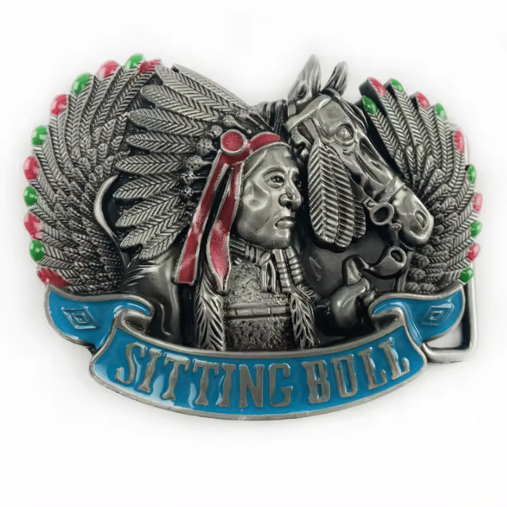 Boucle de ceinture cowboy cheval et indien