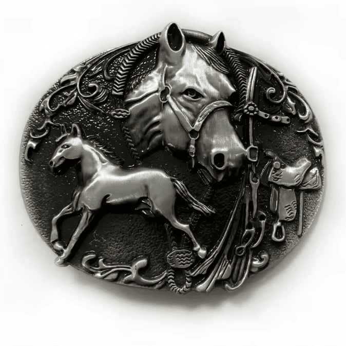 Boucle de ceinture cowboy cheval et poulain (1)