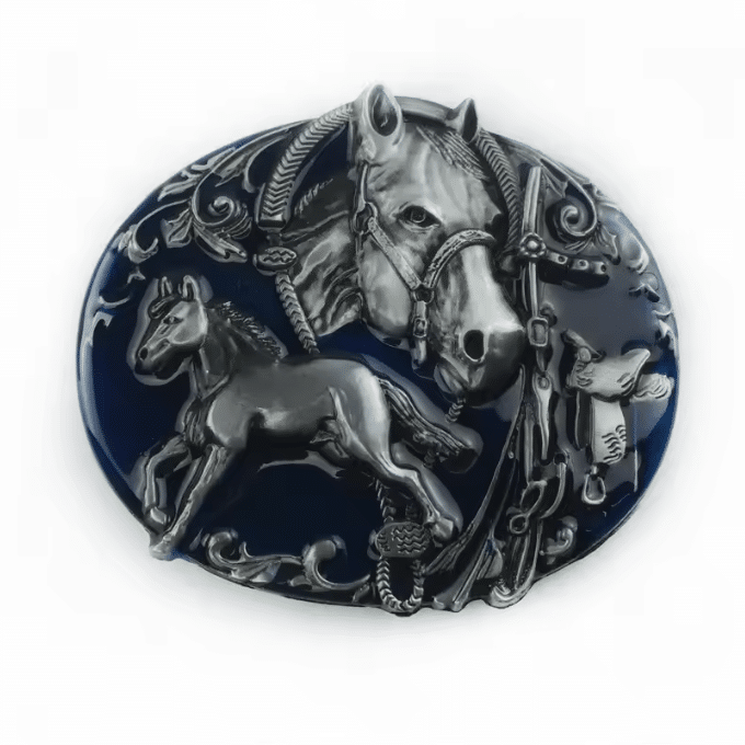 Boucle de ceinture cowboy cheval et poulain (2)