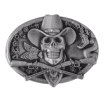 Boucle de ceinture cowboy crâne et fusils croisés (2)