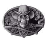 Boucle de ceinture cowboy crâne et fusils croisés (3)