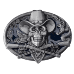 Boucle de ceinture cowboy crâne et fusils croisés (4)