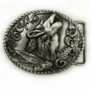 Boucle de ceinture cowboy loup vintage