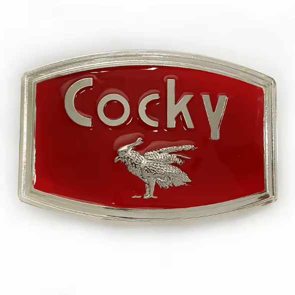 Boucle de ceinture cowboy rouge vintage oiseau (1)