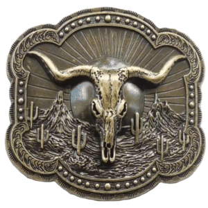 Boucle de ceinture cowboy tête de bison désert style western vintage