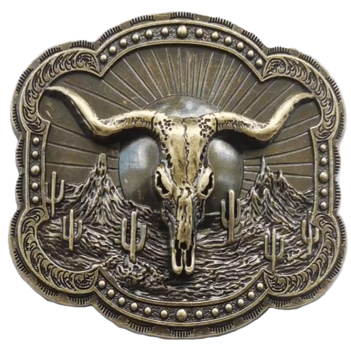 Boucle de ceinture cowboy tête de bison désert style western vintage