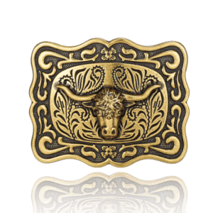 Boucle de ceinture cowboy tête de taureau motifs western