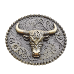 Boucle de ceinture cowboy tête taureau Camargue