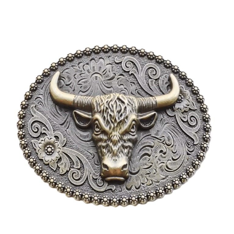 Boucle de ceinture cowboy tête taureau Camargue