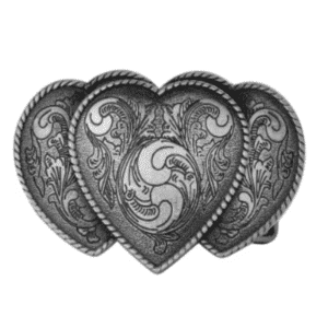 Boucle de ceinture cowboy triple cœur
