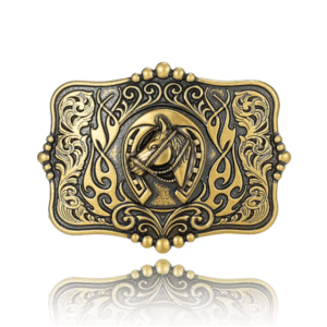 Boucle de ceinture dorée à motif cheval au style vintage