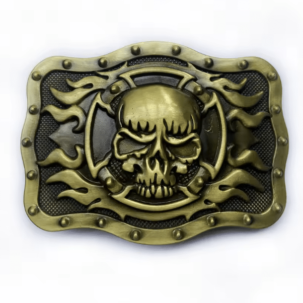 Boucle de ceinture tete de mort et croix (1)