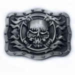 Boucle de ceinture tete de mort et croix (2)