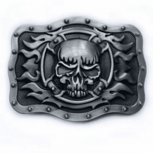 Boucle de ceinture tete de mort et croix