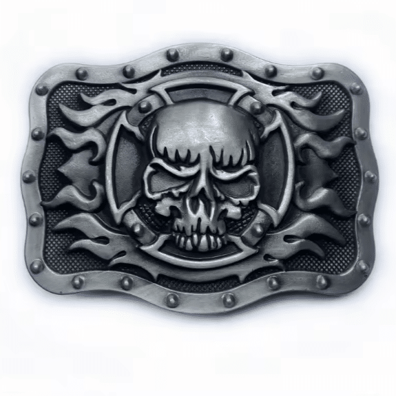 Boucle de ceinture tete de mort et croix (2)
