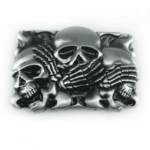 Boucle de ceinture tête de mort trois crânes sages
