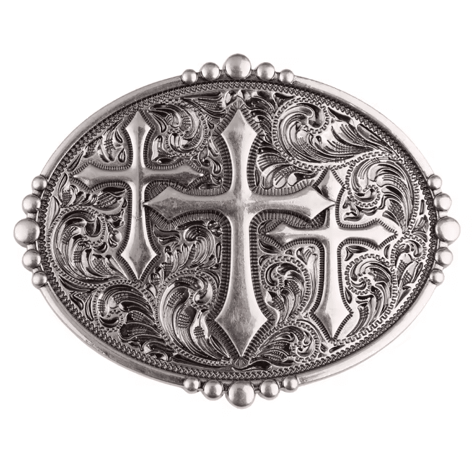 Boucle de ceinture vintage à trois croix chrétiennes (1)