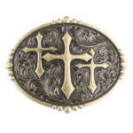 Boucle de ceinture vintage à trois croix chrétiennes (2)