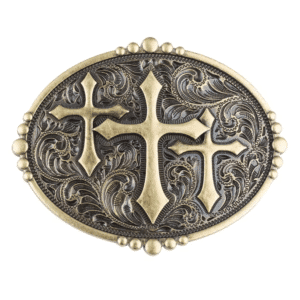 Boucle de ceinture vintage à trois croix chrétiennes