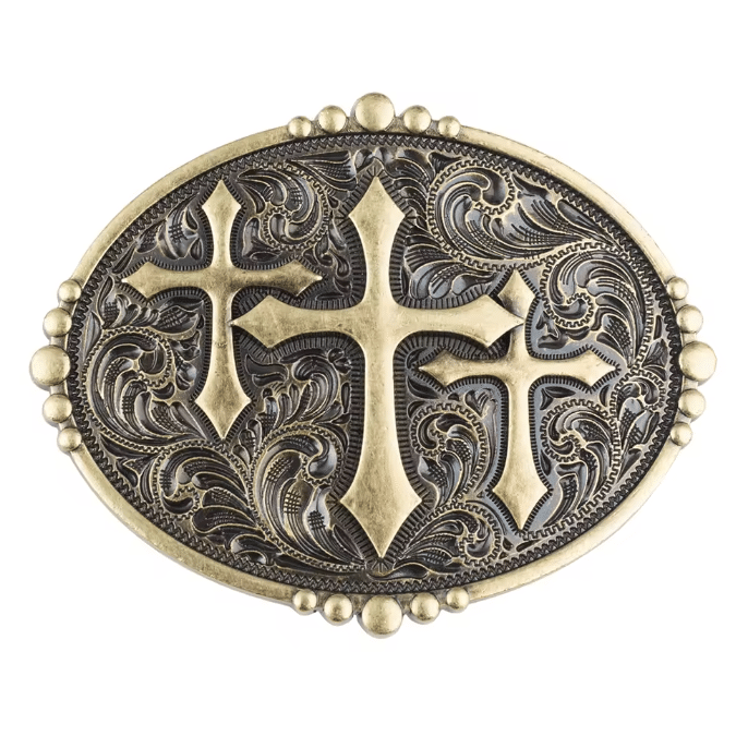 Boucle de ceinture vintage à trois croix chrétiennes (2)