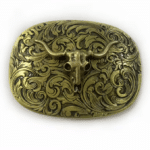 Boucle de ceinture western argentée crâne de taureau (5)