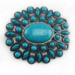 Boucle de ceinture western argentée turquoise