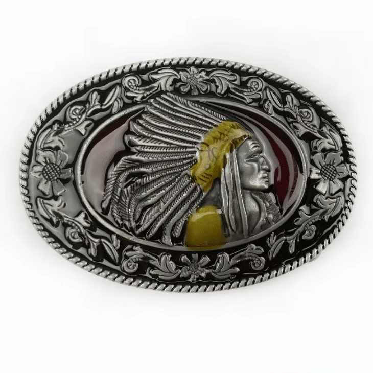 Boucle de ceinture western chef amérindien (1)