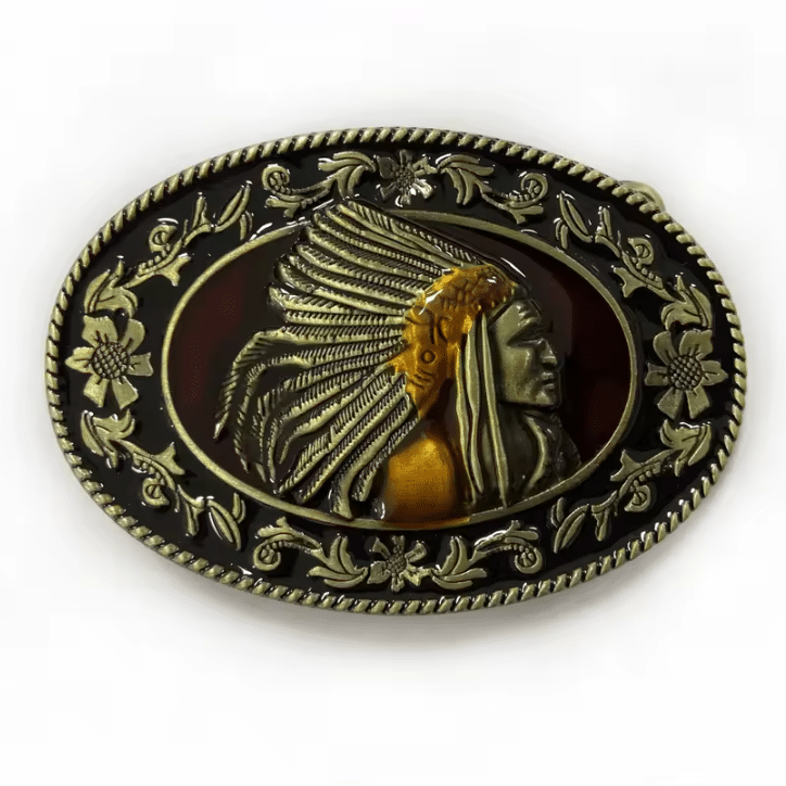 Boucle de ceinture western chef amérindien (2)