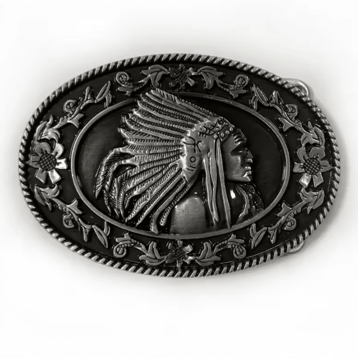 Boucle de ceinture western chef amérindien (3)