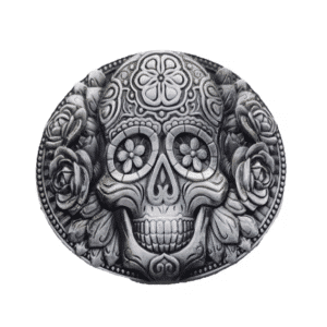 Boucle de ceinture western tête de mort mexicaine