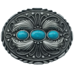 Boucle ovale argentée turquoise