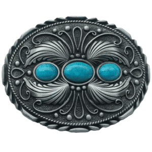 Boucle ovale argentée turquoise