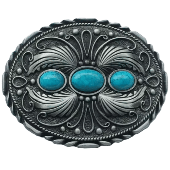 Boucle ovale argentée turquoise