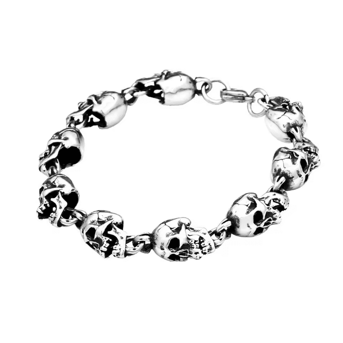 Bracelet cowboy têtes de mort acier inoxydable (1)