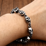 Bracelet cowboy têtes de mort acier inoxydable (4)