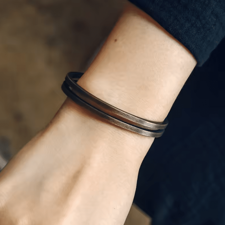Bracelet cuivre pur forgé main manchette western (2)