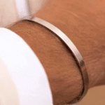 Bracelet ouvert homme acier inoxydable finition or 18K (3)