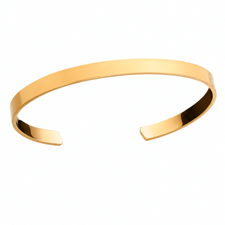 Bracelet ouvert homme acier inoxydable finition or 18K (8)