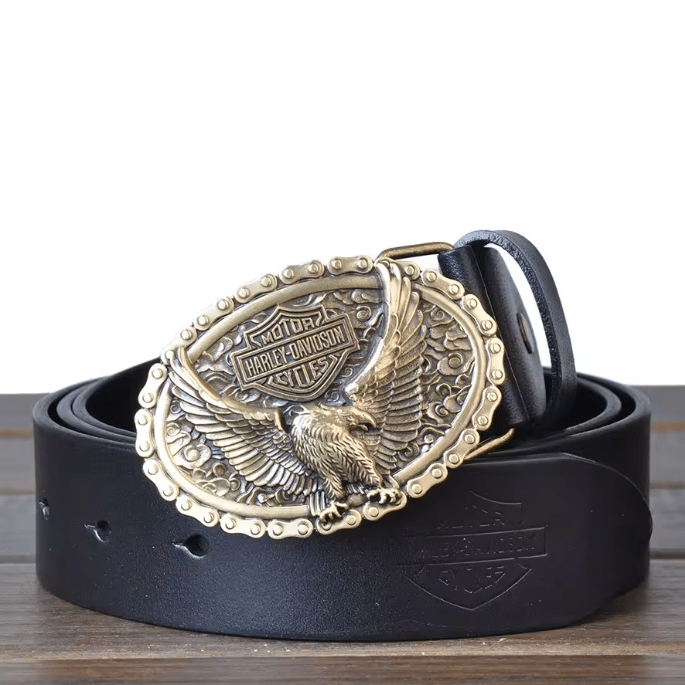 Ceinture biker cuir Harley aigle (1)