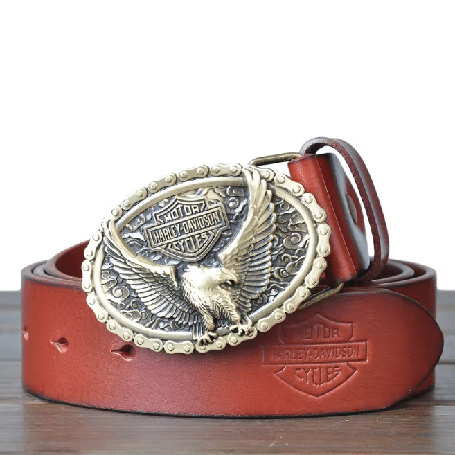 Ceinture biker cuir Harley aigle (9)