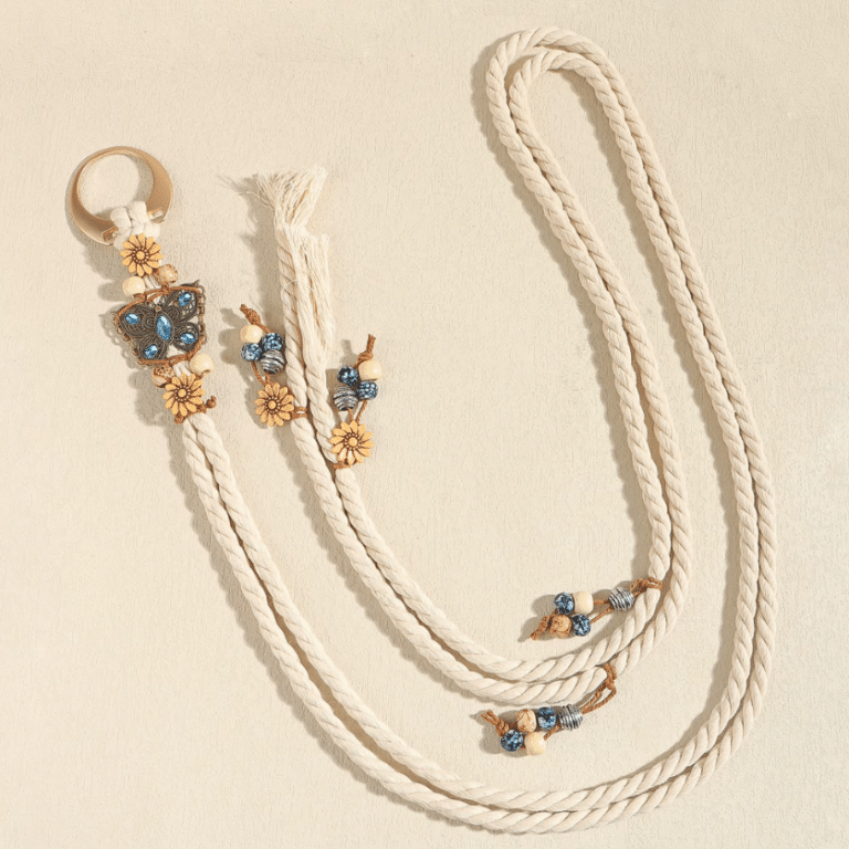 Ceinture bohème florale en corde tressée à nouer (1)