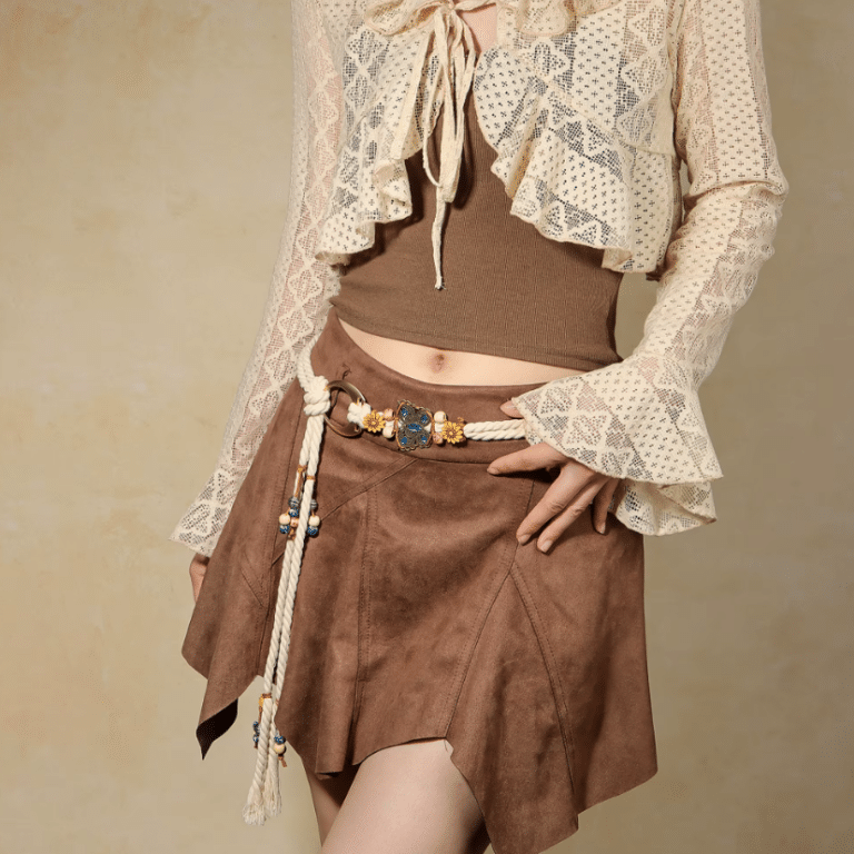 Ceinture bohème florale en corde tressée à nouer (4)