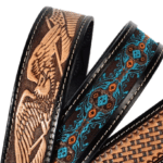 Ceinture cowboy cuir noir motifs américains old school (6)