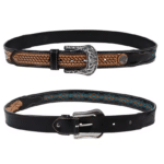 Ceinture cowboy cuir noir motifs américains old school (7)